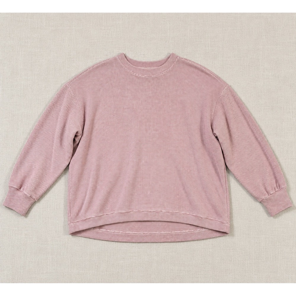 Aerie Womens XXL Dusty Mauve Pink Waffle Knit Oversized Pullover Sweatshirt